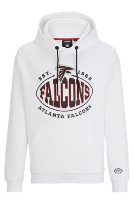 Shop Hugo Boss Boss X Nfl Cotton-blend Hoodie With Collaborative Branding In Falcons