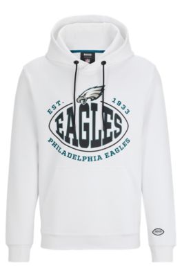 Shop Hugo Boss Boss X Nfl Cotton-blend Hoodie With Collaborative Branding In Eagles