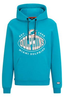 Hugo Boss Boss X Nfl Cotton-blend Hoodie With Collaborative Branding In  Dolphins