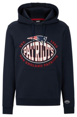 Shop Hugo Boss Boss X Nfl Cotton-blend Hoodie With Collaborative Branding In Patriots