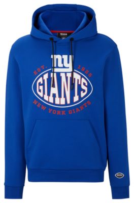Shop Hugo Boss Boss X Nfl Cotton-blend Hoodie With Collaborative Branding In Giants