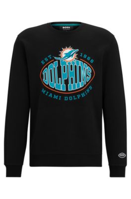 Hugo Boss Boss X Nfl Cotton-blend Sweatshirt With Collaborative Branding In Dolphins