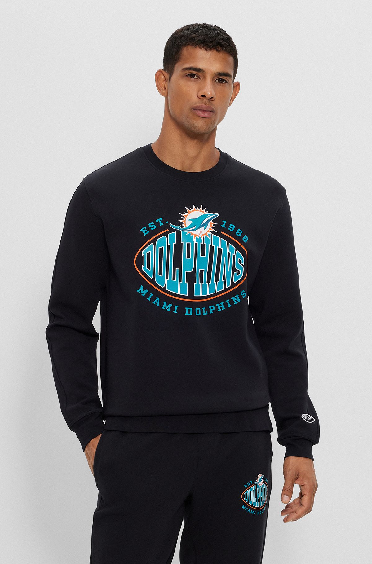 Sweat en coton mélangé BOSS x NFL avec logos du partenariat, Dolphins