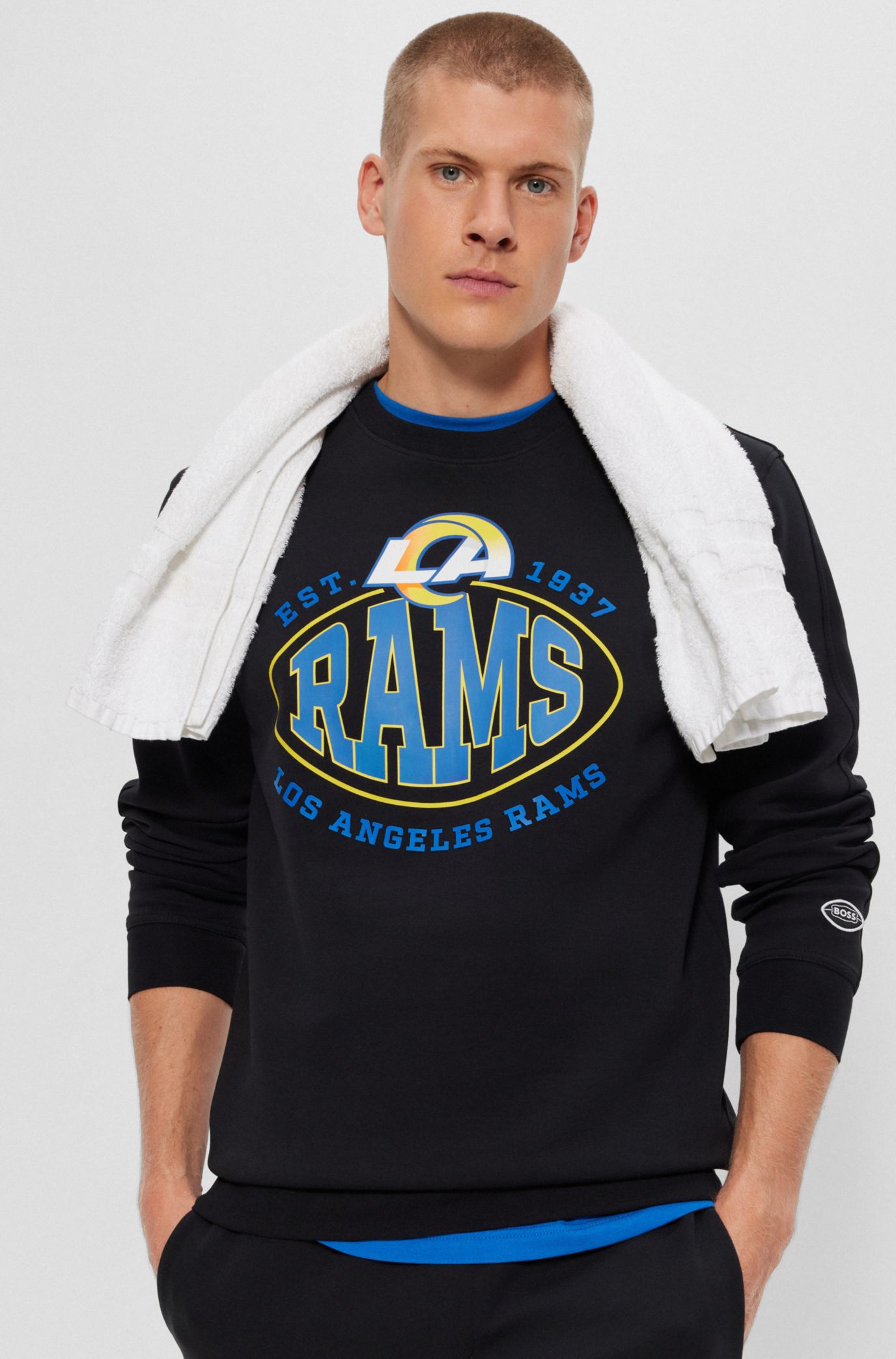 LOS ANGELES RAMS COUTURE CREW FRENCH TERRY VINTAGE WASH STUDDED