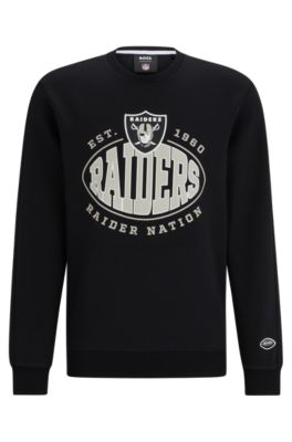 Shop Hugo Boss Boss X Nfl Cotton-blend Sweatshirt With Collaborative Branding In Raiders