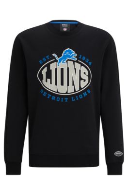Shop Hugo Boss Boss X Nfl Cotton-blend Sweatshirt With Collaborative Branding In Lions