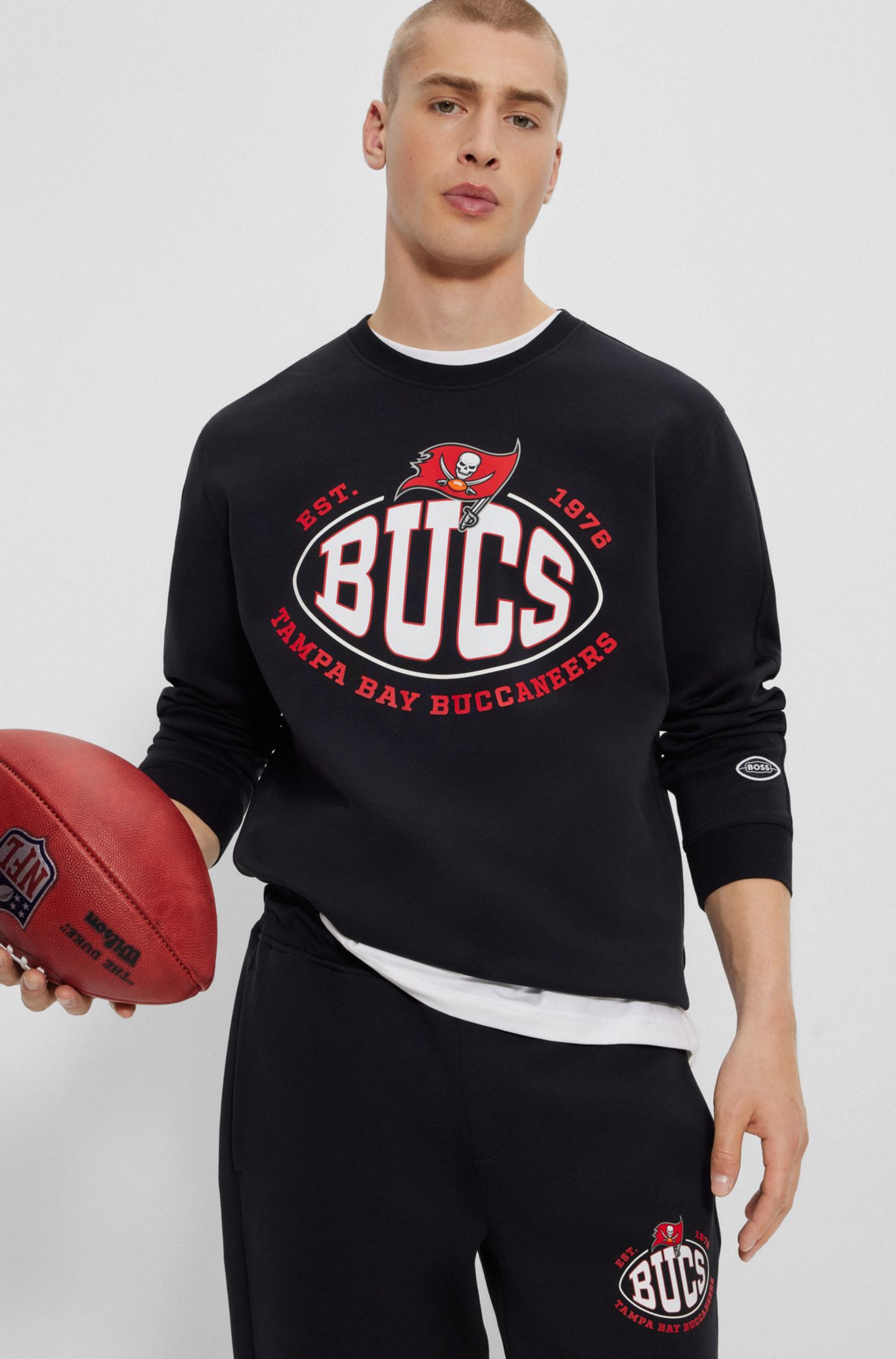 BOSS X NFL コットンブレンドフーディ コラボレーションロゴ BOSS x NFL コットンブレンドフーディ コラボレーションロゴ