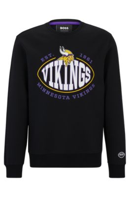 Shop Hugo Boss Boss X Nfl Cotton-blend Sweatshirt With Collaborative Branding In Vikings