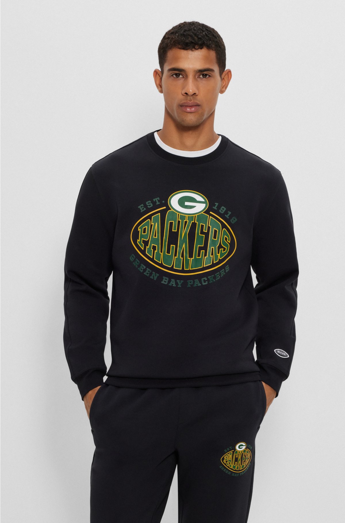 BOSS x NFL cotton-blend sweatshirt with collaborative branding, Packers