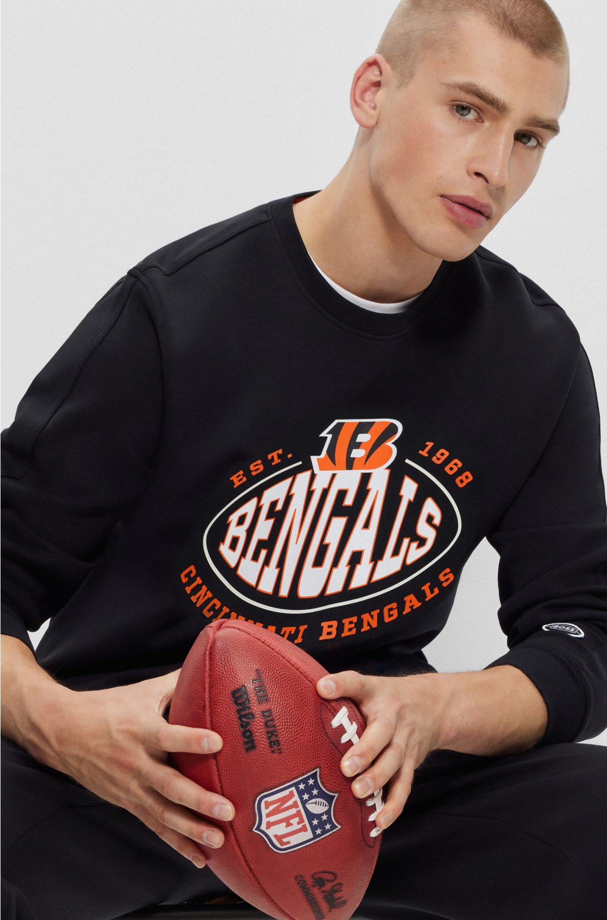BOSS x NFL cotton-blend sweatshirt with collaborative branding, Bengals