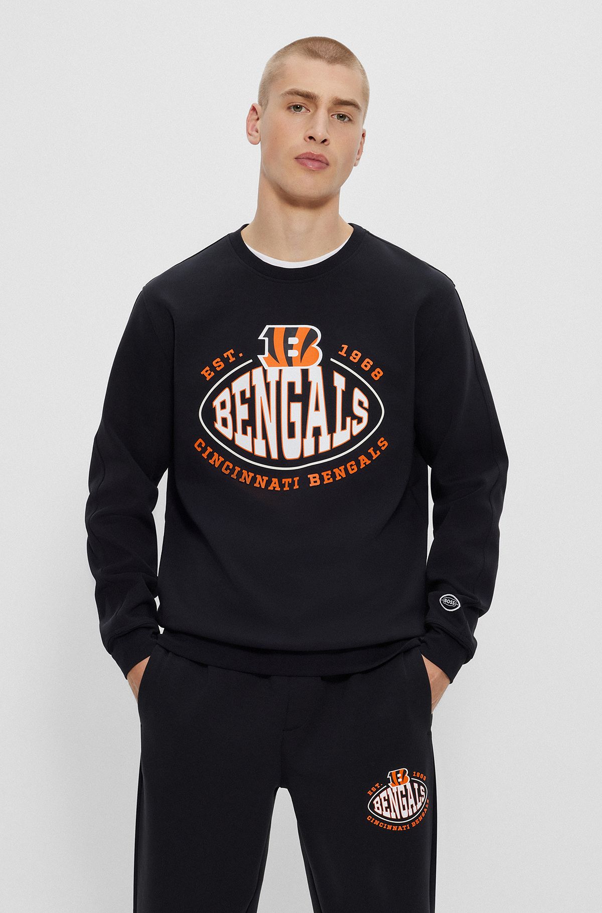 Sweat en coton mélangé BOSS x NFL avec logos du partenariat, Bengals