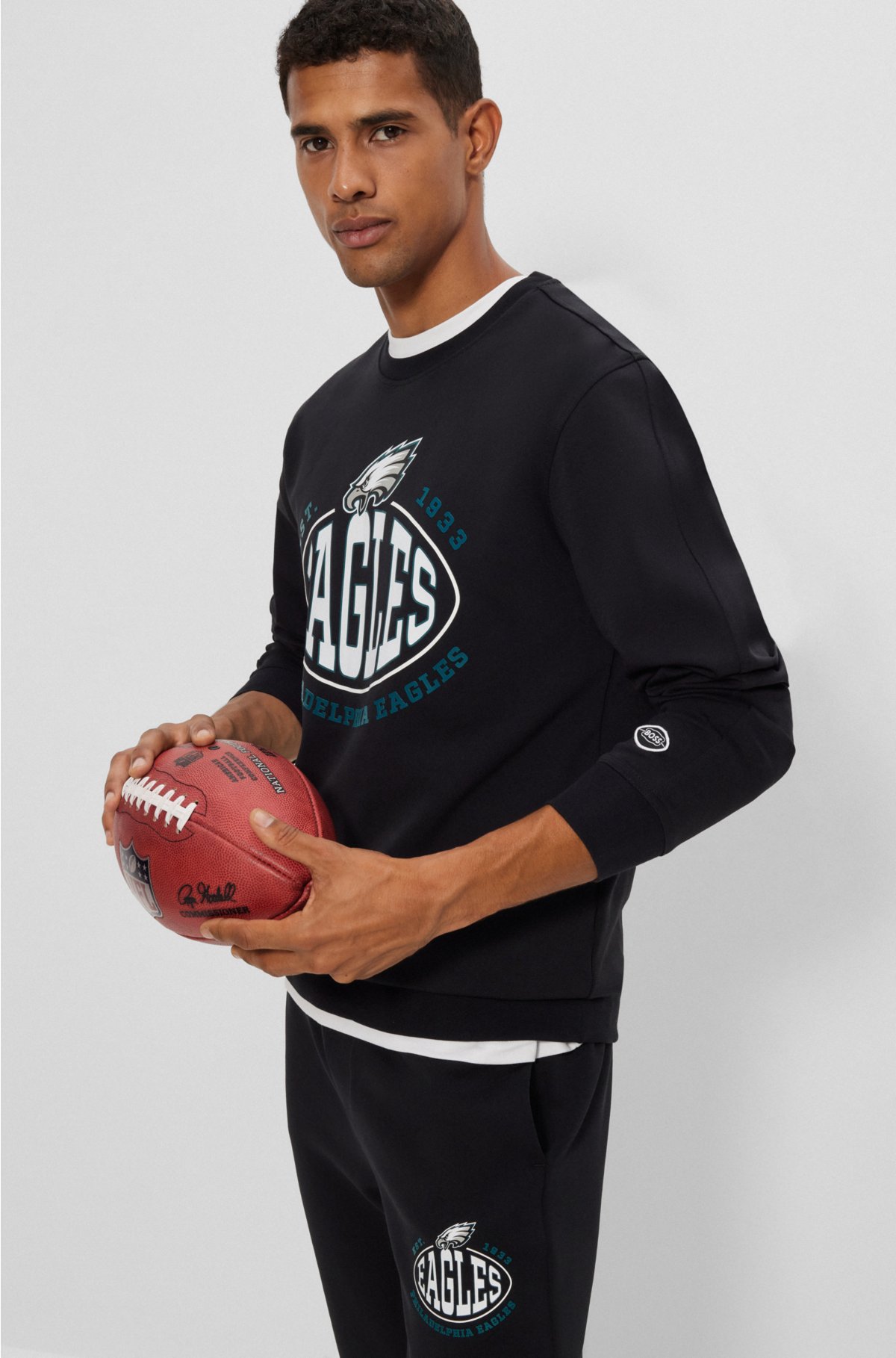 BOSS x NFL cotton-blend sweatshirt with collaborative branding, Eagles