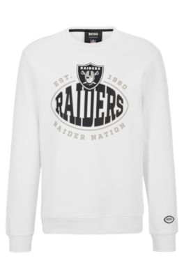 Shop Hugo Boss Boss X Nfl Cotton-blend Sweatshirt With Collaborative Branding In Raiders