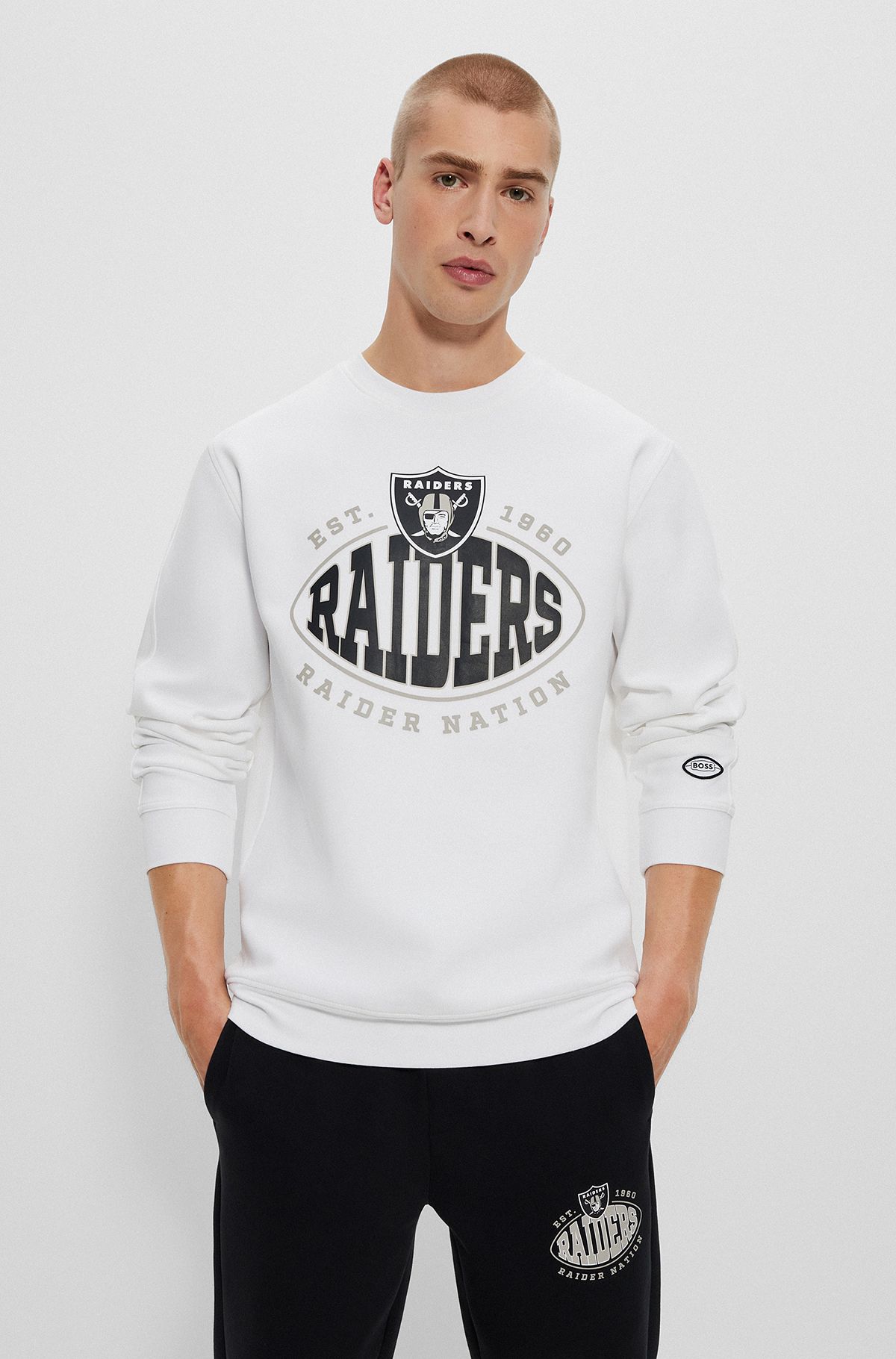 BOSS x NFL cotton-blend sweatshirt with collaborative branding, Raiders