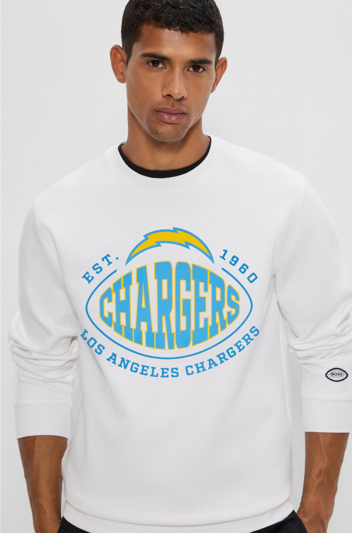 BOSS x NFL cotton-blend sweatshirt with collaborative branding, Chargers