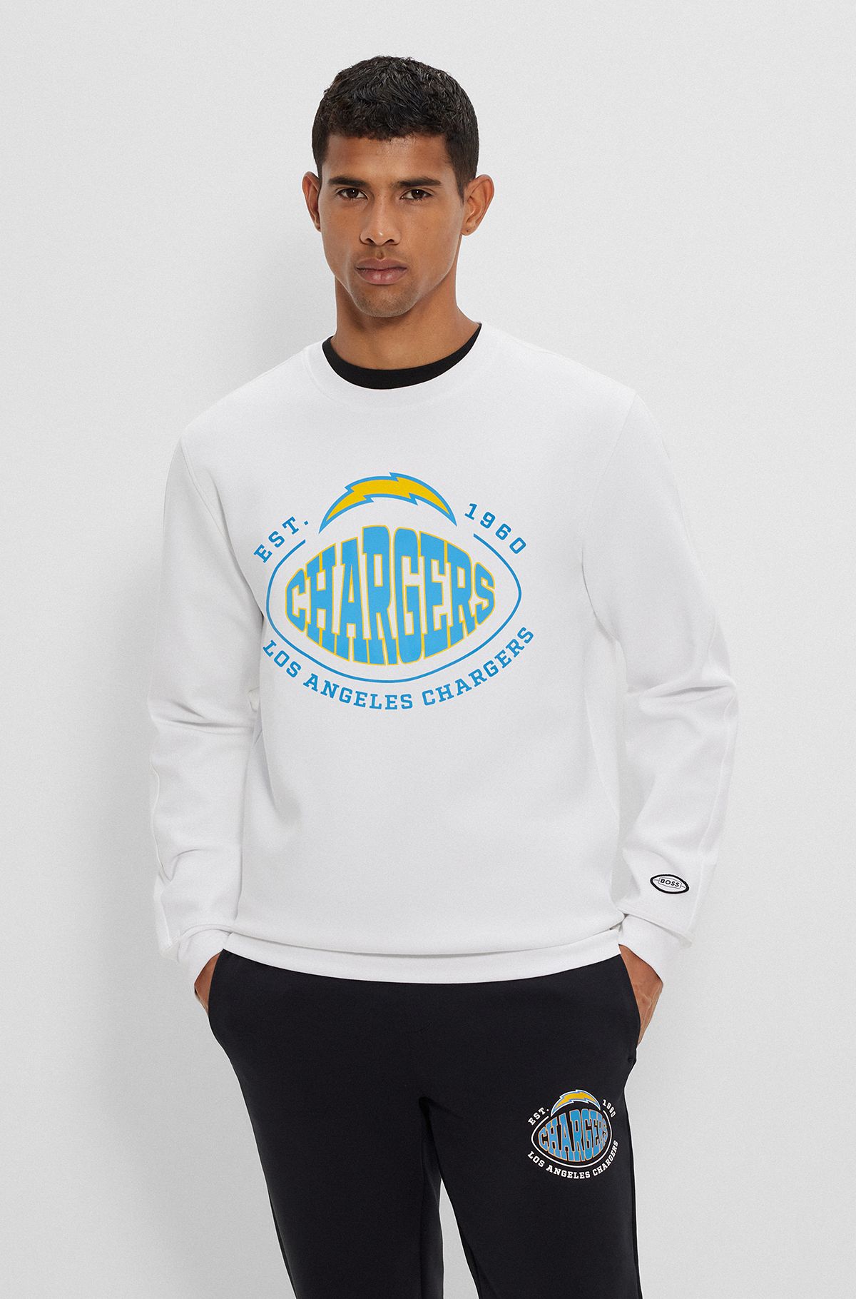BOSS x NFL cotton-blend sweatshirt with collaborative branding, Chargers