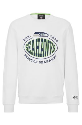 Hugo Boss Boss X Nfl Cotton-blend Sweatshirt With Collaborative Branding In Seahawks