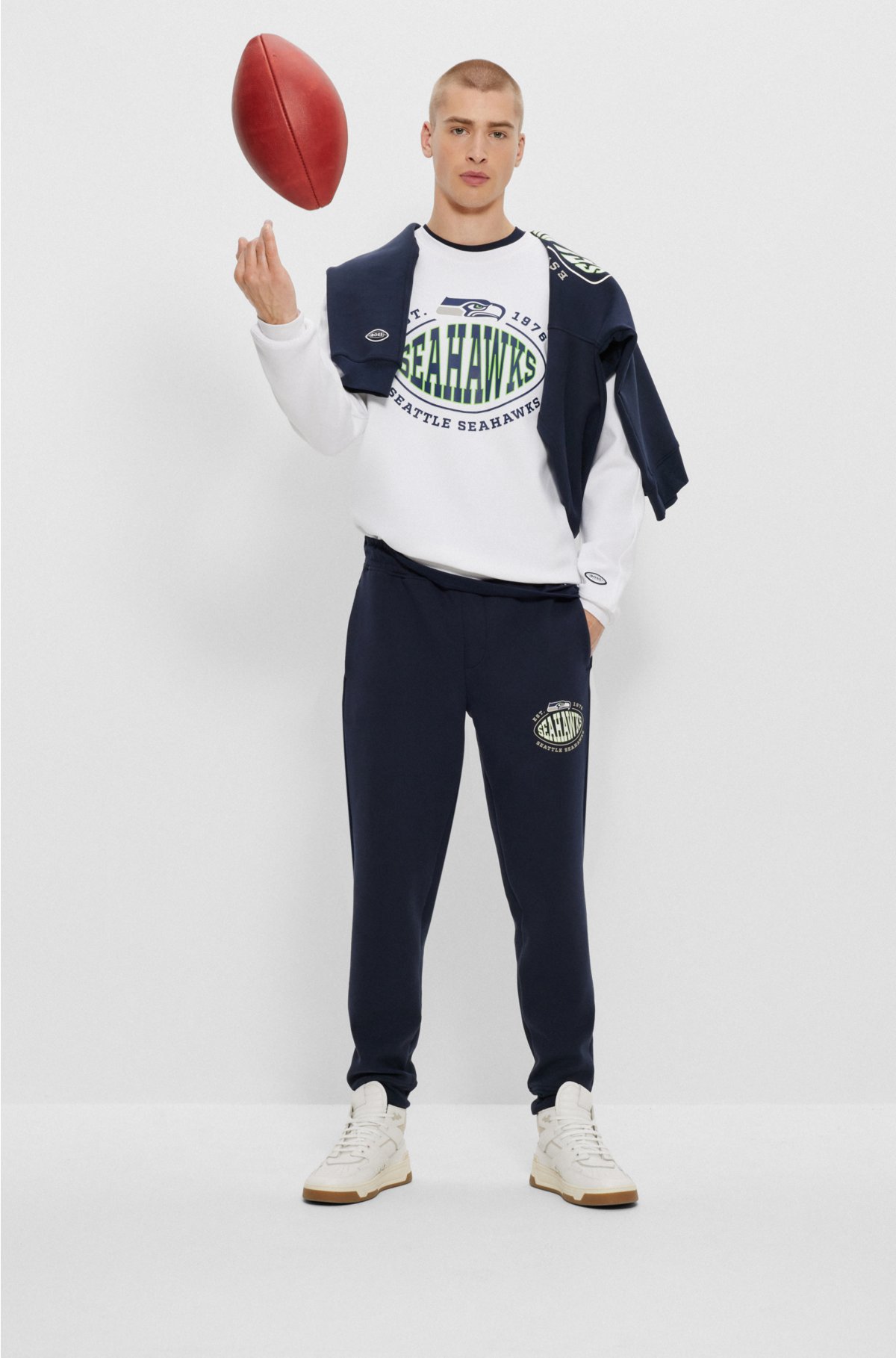 BOSS x NFL cotton-blend sweatshirt with collaborative branding, Seahawks