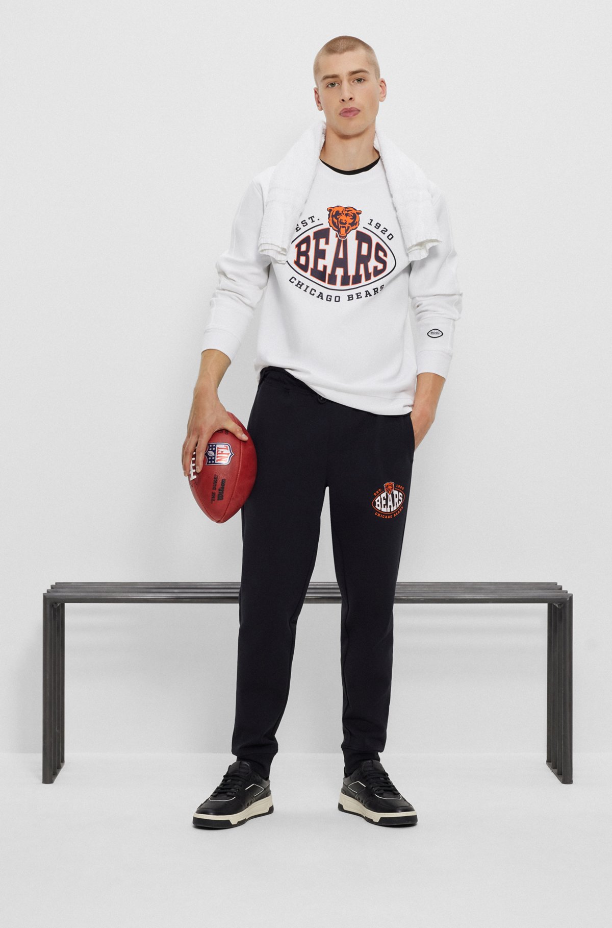 BOSS x NFL cotton-blend sweatshirt with collaborative branding, Bears