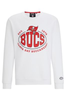 Shop Hugo Boss Boss X Nfl Cotton-blend Sweatshirt With Collaborative Branding In Bucs