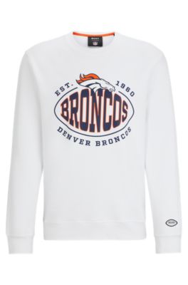 Shop Hugo Boss Boss X Nfl Cotton-blend Sweatshirt With Collaborative Branding In Broncos