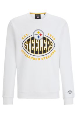 Shop Hugo Boss Boss X Nfl Cotton-blend Sweatshirt With Collaborative Branding In Steelers
