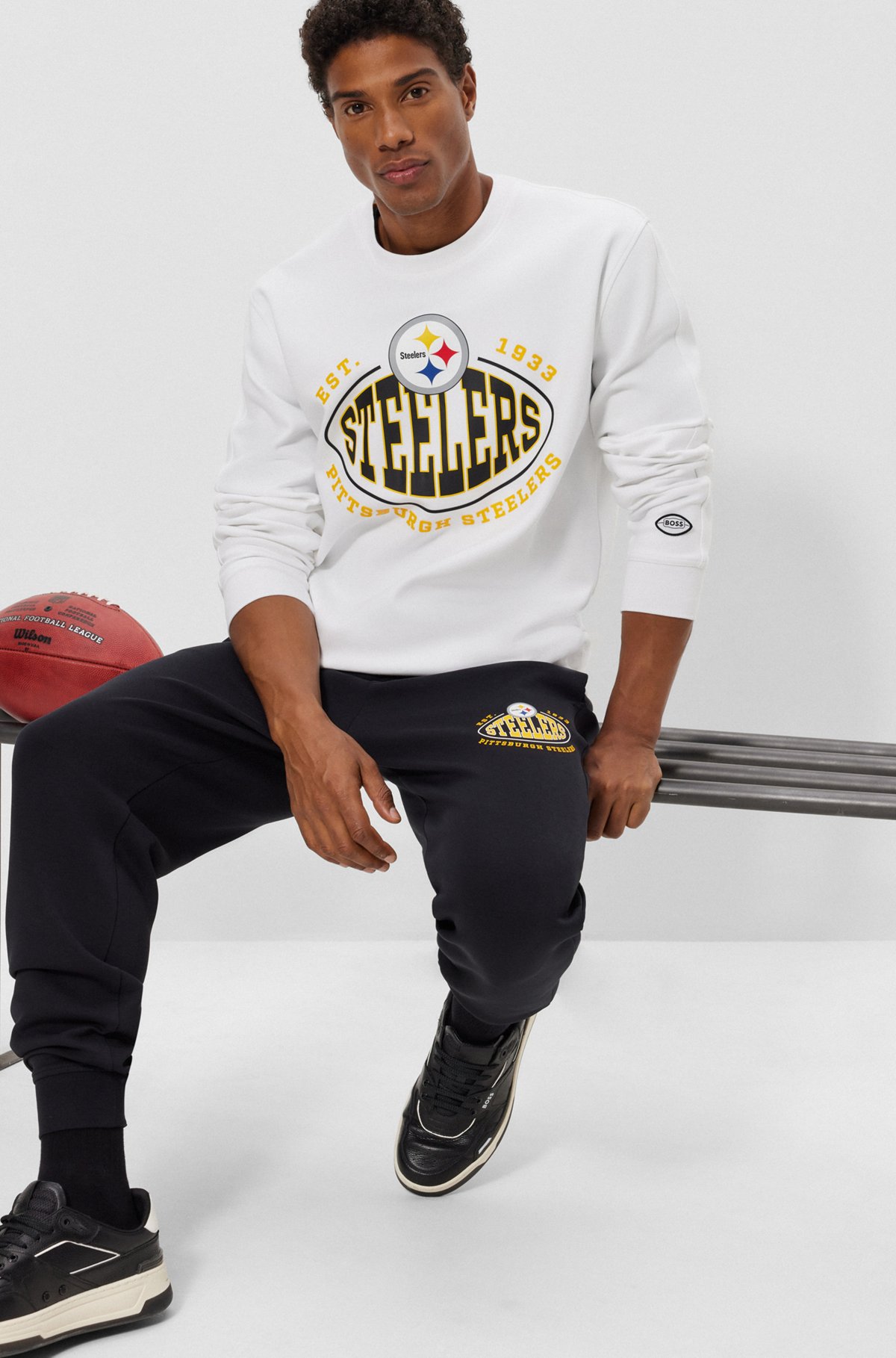 Sudadera BOSS x NFL de mezcla de algodón con detalle de la colaboración, Steelers