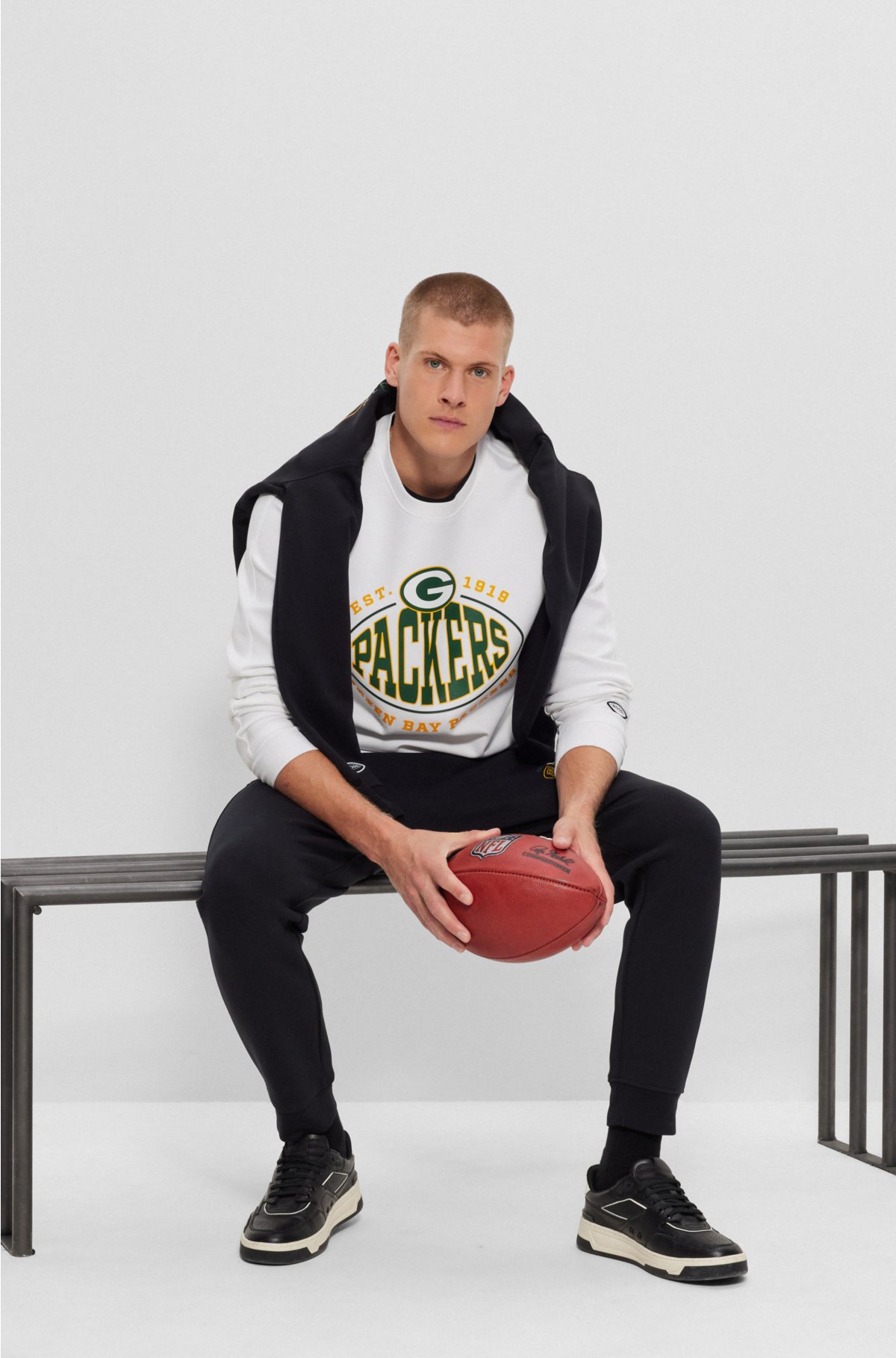 BOSS x NFL cotton-blend sweatshirt with collaborative branding, Packers