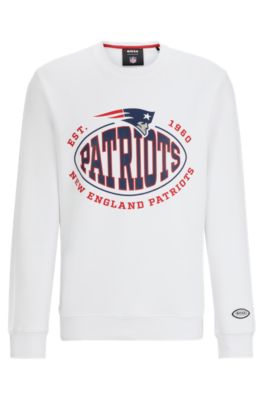 Shop Hugo Boss Boss X Nfl Cotton-blend Sweatshirt With Collaborative Branding In Patriots