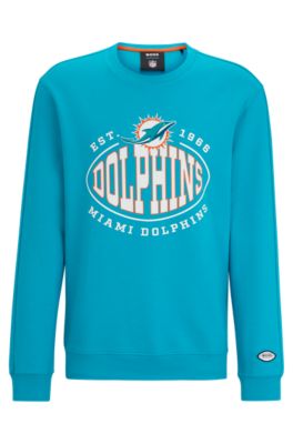 Shop Hugo Boss Boss X Nfl Cotton-blend Sweatshirt With Collaborative Branding In Dolphins