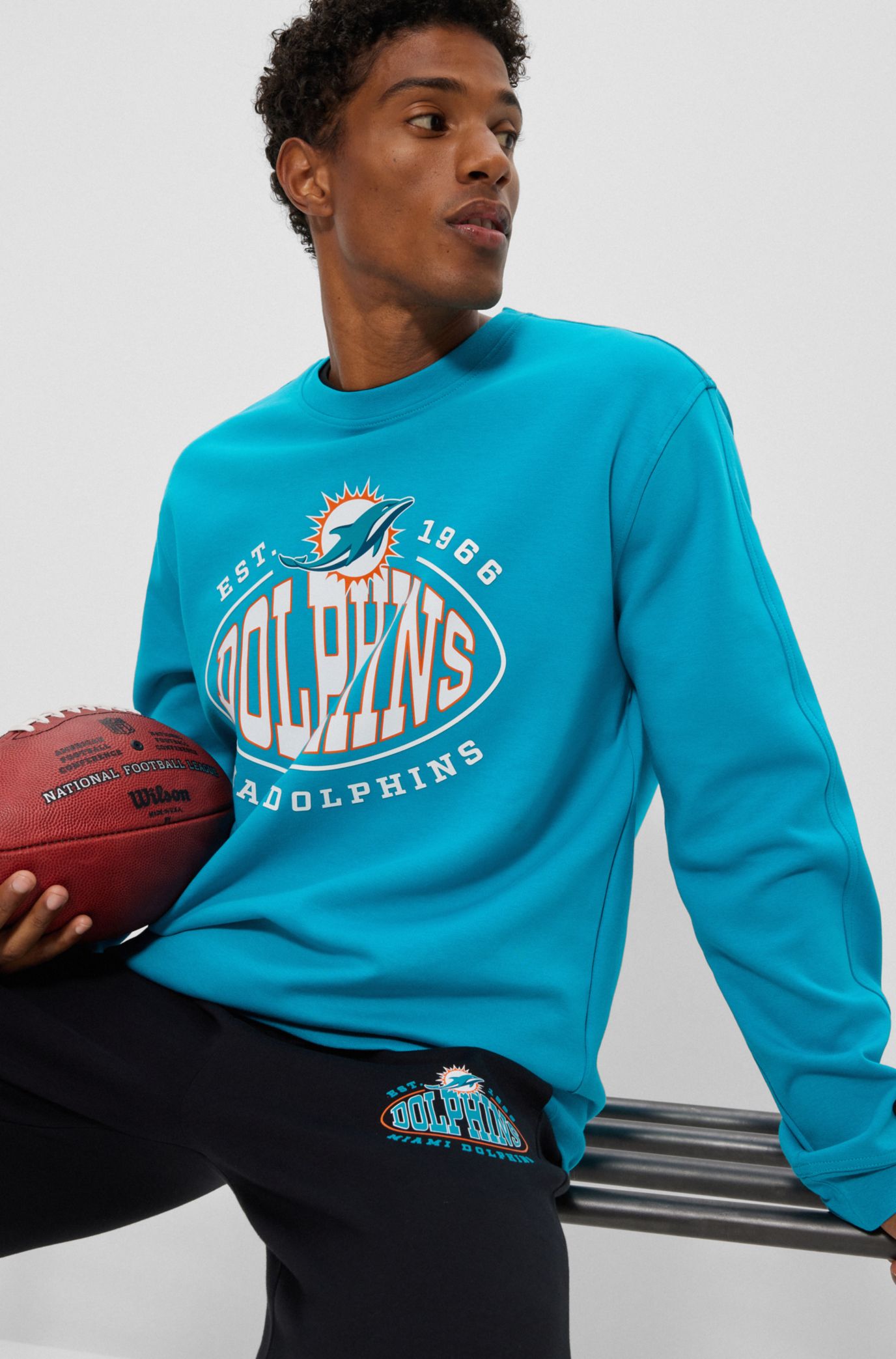 BOSS - BOSS x NFL cotton-blend sweatshirt with collaborative branding