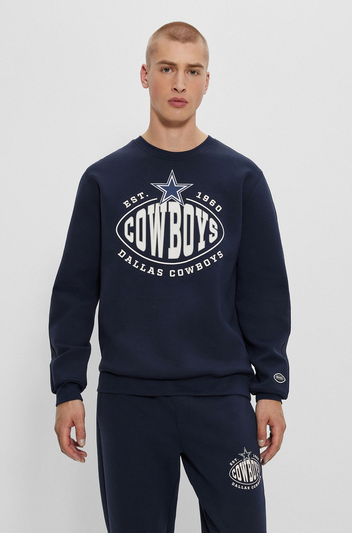 Men's BOSS X NFL Navy/White Dallas Cowboys Drive Crew Neck Pullover  Sweatshirt
