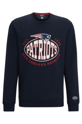 Shop Hugo Boss Boss X Nfl Cotton-blend Sweatshirt With Collaborative Branding In Patriots