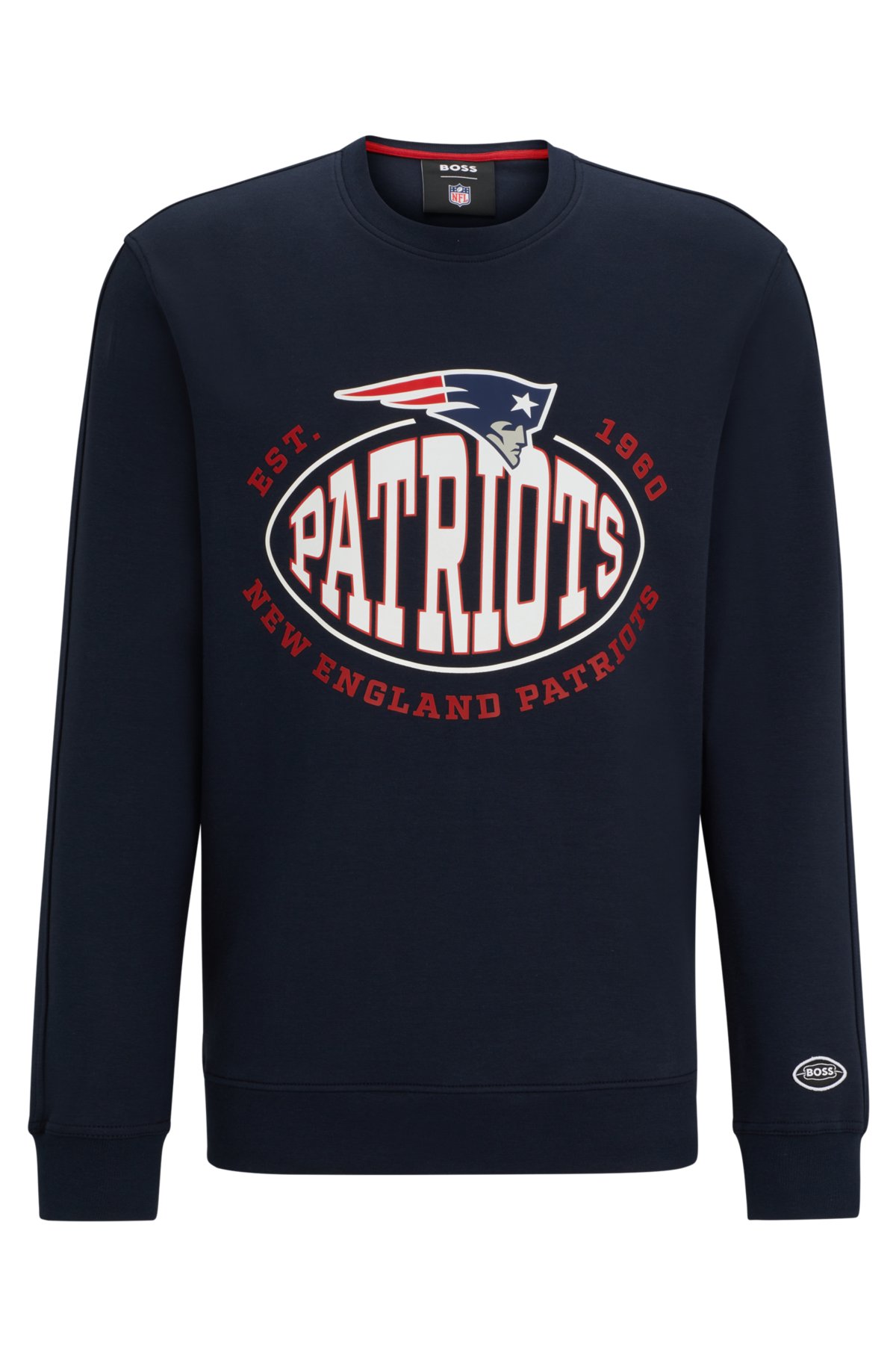 BOSS x NFL cotton-blend sweatshirt with collaborative branding, Patriots
