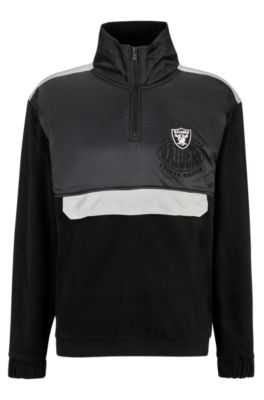 Shop Hugo Boss Boss X Nfl Zip-neck Sweatshirt With Collaborative Branding In Raiders