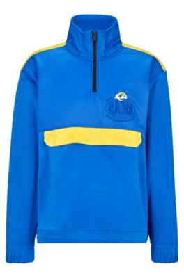 Hugo Boss Boss X Nfl Fumble Mixed Media Quarter Zip Pullover In Rams