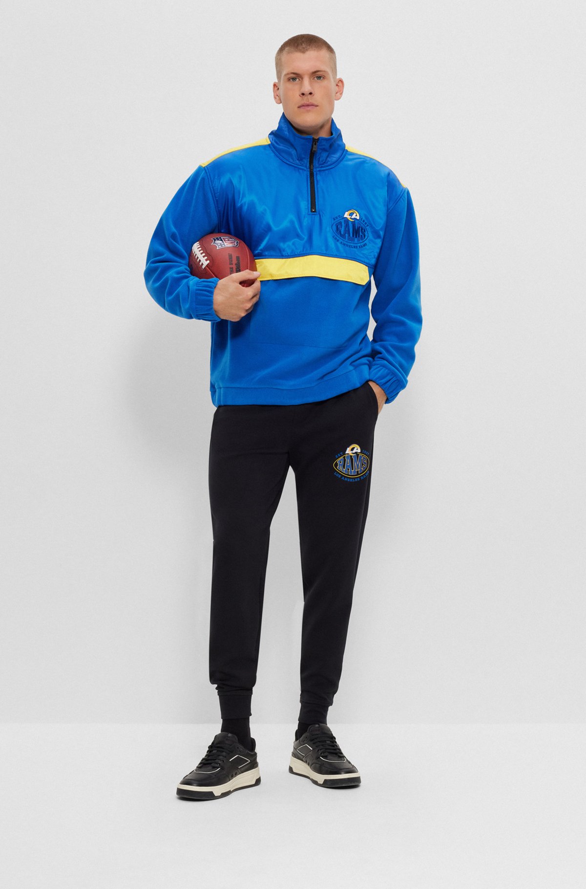  BOSS x NFL zip-neck sweatshirt with collaborative branding, Rams