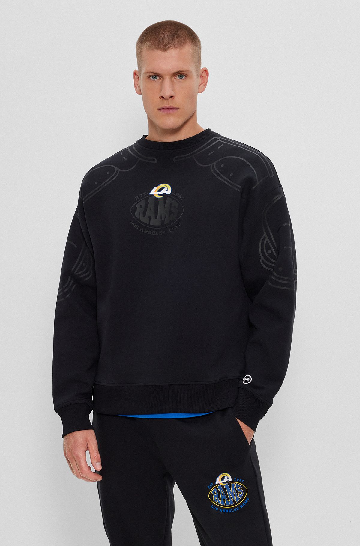 BOSS x NFL cotton-blend sweatshirt with collaborative branding, Rams