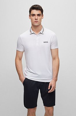 BOSS - shirt stripe collar Contrast-logo polo with