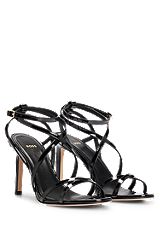 High-heeled sandals in patent leather, Black