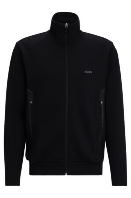 Hugo Boss Zip-up Sweatshirt With Logo Print In Black 001