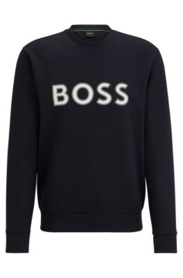 Hugo Boss Cotton-blend Sweatshirt With Hd Logo Print In Dark Blue 402