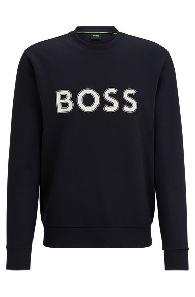 Cotton-blend sweatshirt with HD logo print, Dark Blue