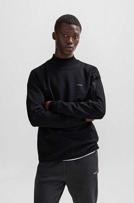 Cotton-blend sweatshirt with HD logo print, Black