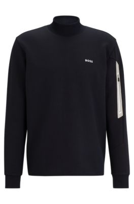 Shop Hugo Boss Cotton-blend Sweatshirt With Hd Logo Print In Dark Blue