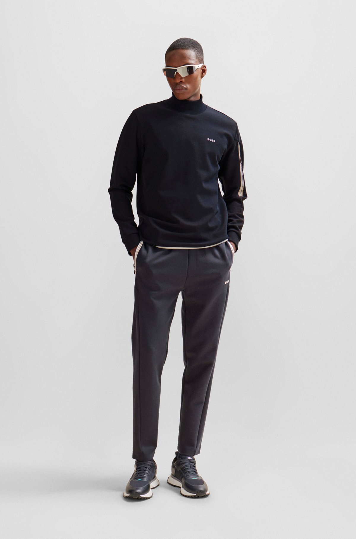 BOSS - Cotton-blend sweatshirt with HD logo print - Dark Blue BOSS - Cotton-blend sweatshirt with HD logo print - Dark Blue