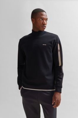 Cotton-blend sweatshirt with HD logo print, Dark Blue