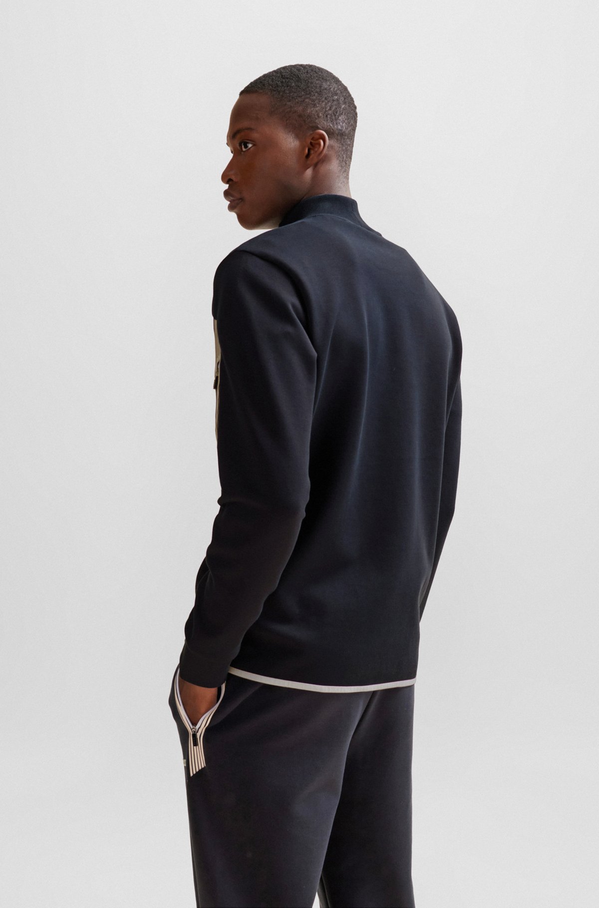 BOSS - Cotton-blend sweatshirt with HD logo print - Dark Blue BOSS - Cotton-blend sweatshirt with HD logo print - Dark Blue