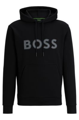 HUGO BOSS 100% Organic Cotton Embossed Logo Sweatshirt Black/Turquoise/Dark  Blue