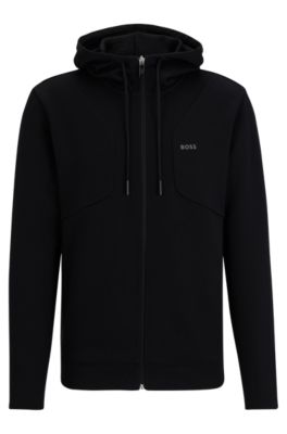 BOSS Cotton blend zip up hoodie with HD logo print